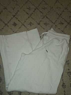aerie Wide Leg Sweatpants in White